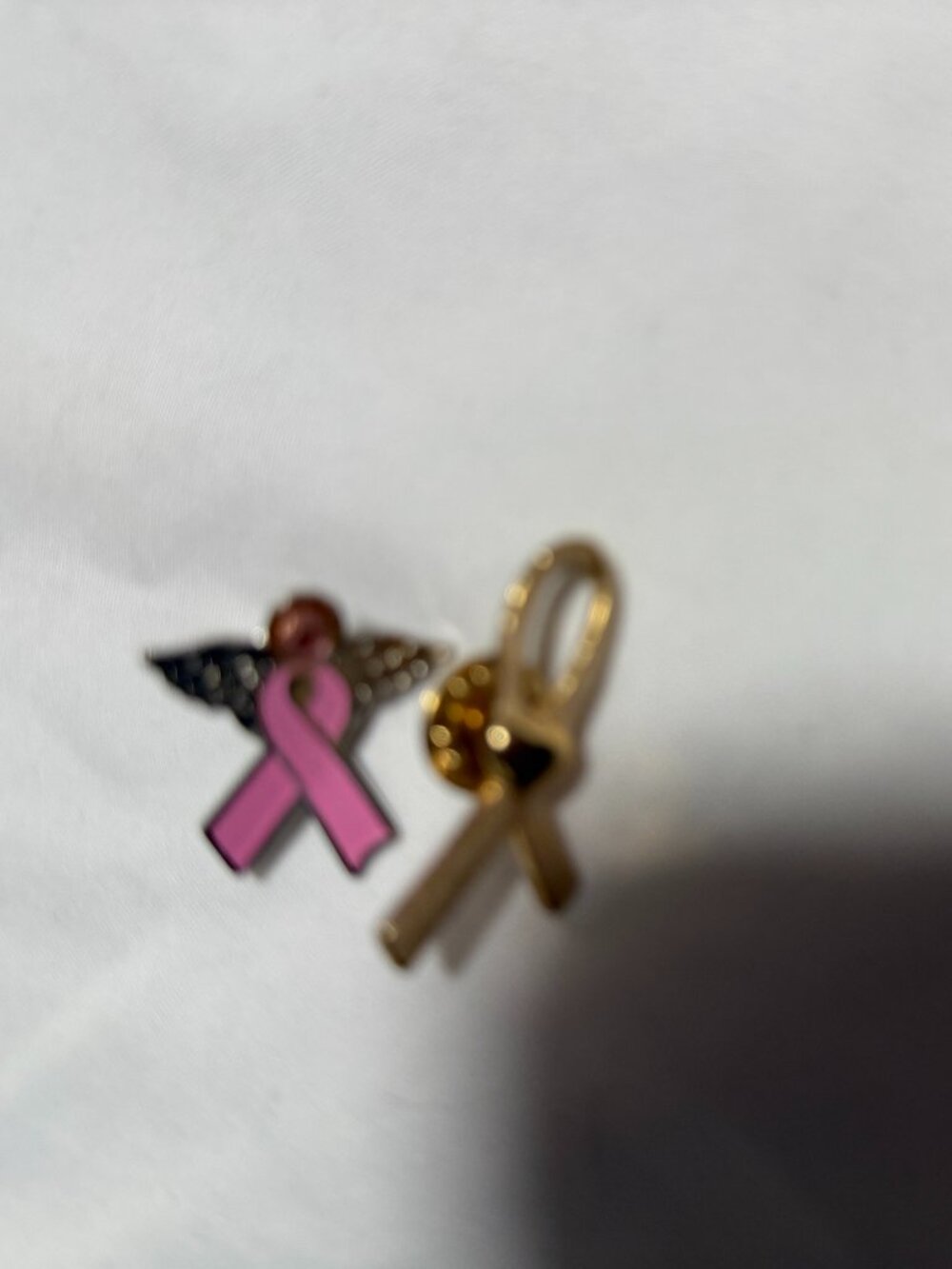 Pink Ribbon Awareness Pin Set - Gold and Pink Breast Cancer Support